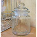 Small Ribbed Glass Storage Jar/Sweet Candy Food Pot